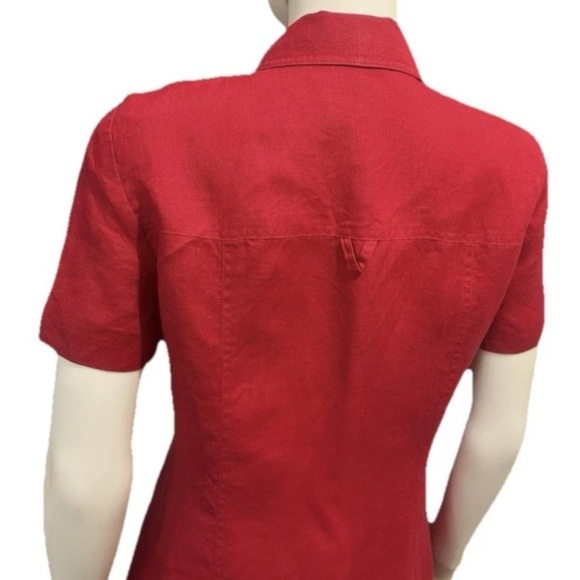 Talbots 100% Linen Button Up Midi Dress Women’s Petite Sz 14 office business - Picture 3 of 6